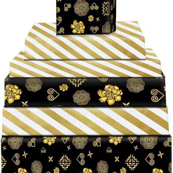 Wrapping Paper Sheets (6) and Pull Bows (3) Folded Flat - Picture 2 of 7